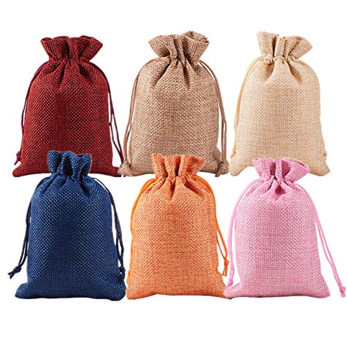 BENECREAT 30 PCS 6 Colores Activos Bolsas de Arpillera Bolsas de Regalo con Cordón Bolsa de Tela para Fiesta de Bodas y Artesanía de Bricolaje 5 PCS/Color