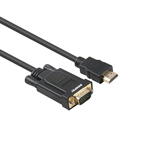 BENFEI Cable HDMI a VGA, Chapado en Oro, Macho a Macho para Ordenador, portátil, PC, Monitor, proyector, HDTV, Chromebook, Raspberry Pi, Roku, Xbox y más, Color Negro 0,9 m