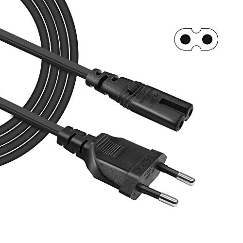 BERLS Cable de Alimentación con Enchufe Europeo para Reproductores BlueRay, CD y DVD, Televisores, Pantallas Planas, Portátiles, Radios, Grabadora de Radio, 1,5 m, Negro