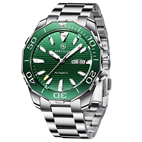 BERSIGAR Reloj Hombres de Negocios Bisel Giratorio Cristal de Zafiro Correa de Acero Inoxidable Manos Luminosas Fecha BERSIGAR Reloj Hombres de Negocios Bisel Giratorio Cristal de Zafiro Correa de Acero Inoxidable Manos Luminosas Fecha
