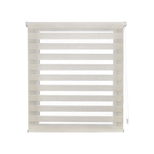 Blindecor - Indus, Sin Herramientas, Estor enrollable de doble capa, Noche y Día, Lino - Crema, 82X180 cm (ancho x largo) Blindecor - Indus, Sin Herramientas, Estor enrollable de doble capa, Noche y Día, Lino - Crema, 82X180 cm (ancho x largo)
