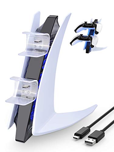 BlueFire Cargador Mando PS5, 2.5A Double USB Carga Rápida Soporte Mandos PS5 Estación con LED Indicador y Cable USB, Base de Carga para Playstation 5 BlueFire Cargador Mando PS5, 2.5A Double USB Carga Rápida Soporte Mandos PS5 Estación con LED Indicador y Cable USB, Base de Carga para Playstation 5