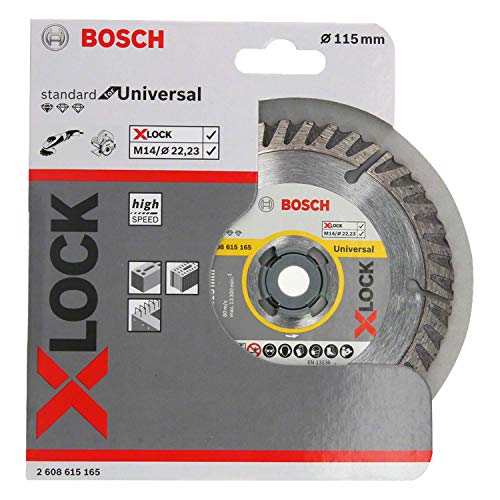 Bosch Professional Standard - Disco de corte de diamante (universal, X-LOCK, Ø115 mm, diámetro del orificio: 22,23 mm, anchura de corte de 2 mm) Bosch Professional Standard - Disco de corte de diamante (universal, X-LOCK, Ø115 mm, diámetro del orificio: 22,23 mm, anchura de corte de 2 mm)