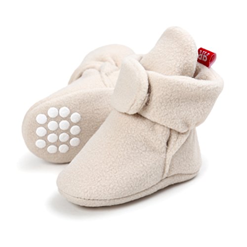 Botas de Niño Calcetín Invierno Soft Sole Crib Raya de Caliente Boots de Algodón para Bebés (0-6 Meses, Caqui, Tamaño de Etiqueta 11)