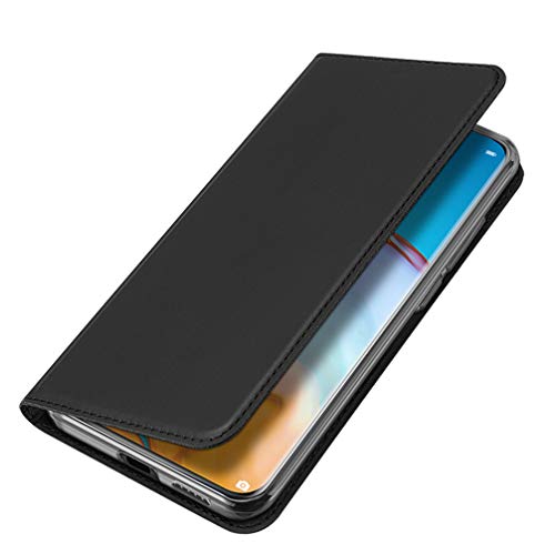 BRAND SET Funda para OnePlus Nord N100 Funda de Cuero con Tapa Plegable Material de PU con Función de Soporte Hebilla Magnética Invisible Funda Ultrafina Carcasa para OnePlus Nord N100-Negro