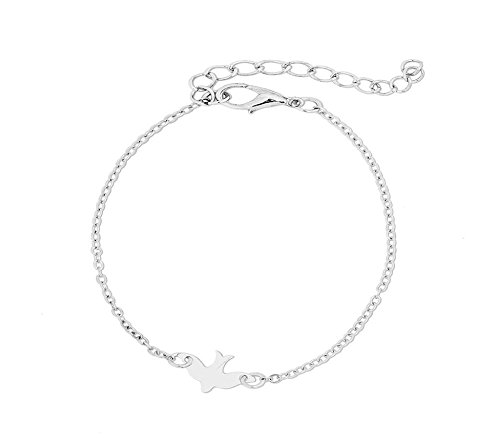 Brazalete Elegante Selia de Paloma de la Paz/ Pulsera Minimalista de Golondrina / Estilo Amuleto de la Suerte