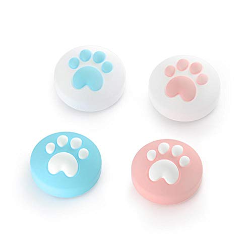 Brillie 4 Piezas Cat Claw Design Thumb Grip Caps, Cubierta De Silicona Suave Joystick Cap para Nintendo Switch & Lite Y Joy-con Controller