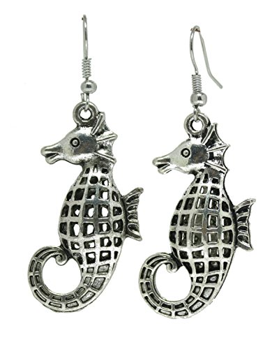 Caballito de mar moda gota cuelgan Aretes para mujer 925 plata plateado Pendientes diseñador EXCLUSIVO DE PLATA tibetana Caballito de mar moda gota cuelgan Aretes para mujer 925 plata plateado Pendientes diseñador EXCLUSIVO DE PLATA tibetana
