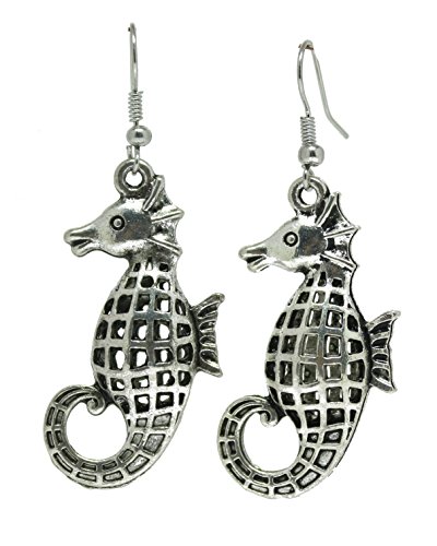 Caballito de mar moda gota cuelgan Aretes para mujer 925 plata plateado Pendientes diseñador EXCLUSIVO DE PLATA tibetana