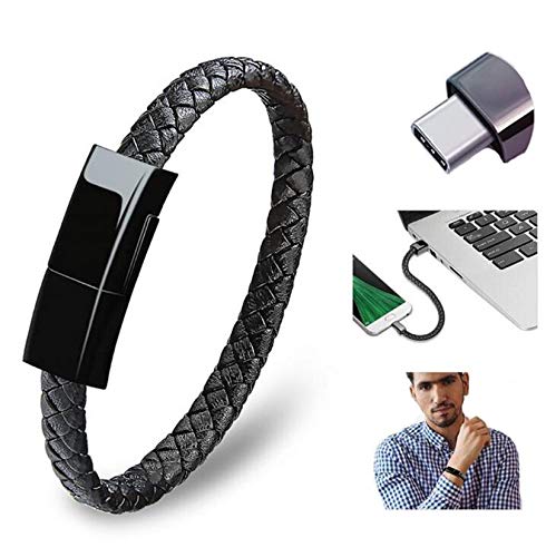Cable de carga de pulsera Summer Jewelry Creative Bangle Cables de datos Cable USB tipo C Cordón de pulsera de carga rápida trenzada de cuero portátil 2 en 1 Con caja de regalo,For type c,22.5CM Cable de carga de pulsera Summer Jewelry Creative Bangle Cables de datos Cable USB tipo C Cordón de pulsera de carga rápida trenzada de cuero portátil 2 en 1 Con caja de regalo,For type c,22.5CM
