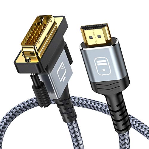 Cable HDMI a DVI 1m, Snowkids Bidireccional Cable HDMI DVI Macho, Cable Adaptador de Alta Velocidad Trenza de Nylon HDMI a DVI, Soporte 1080P, 3D para Xb 360,PS4/3,HDTV a DVI-D 24+1 Pin