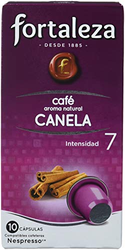 Café FORTALEZA - Cápsulas de Café con Aroma a Canela Compatibles con Nespresso, Caja con 10 Cápsulas, 50g