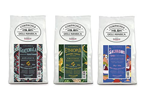 Caffè Corsini Paquete De 3 Granos De Café De Origen Único De Guatemala, Etiopía Y El Salvador De Compagnia Dell'Arabica 250 g Caffè Corsini Paquete De 3 Granos De Café De Origen Único De Guatemala, Etiopía Y El Salvador De Compagnia Dell'Arabica 250 g