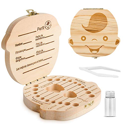 Caja para guardar dientes para niños y niñas, Regalo para niños en madera de souvenir, Acumulación de dientes (Niño) Caja para guardar dientes para niños y niñas, Regalo para niños en madera de souvenir, Acumulación de dientes (Niño)