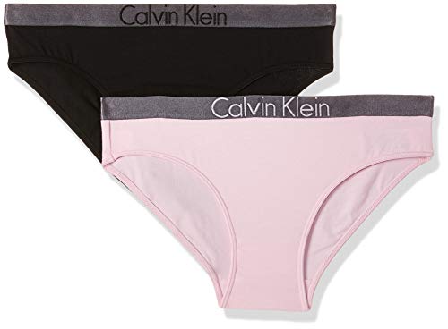Calvin Klein 2 Pack Bikini Braguita, Multicolor (1 Black / 1 Unique 037), 164 (Talla del Fabricante: 14-16) para Niñas