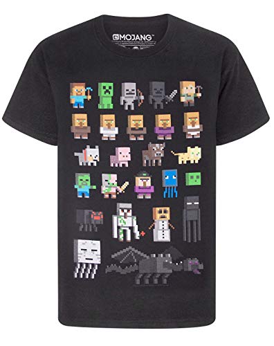 Camiseta para chicos de Minecraft Negro negro 7-8 Years