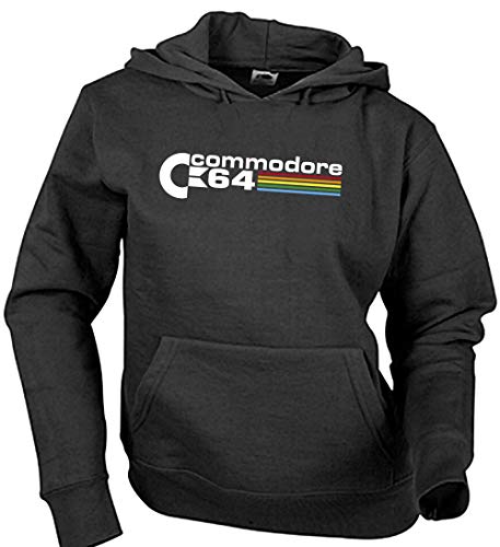 Camisetas EGB Sudadera Adulto/Niño Commodore 64 ochenteras 80´s Retro (Negro, XXL)