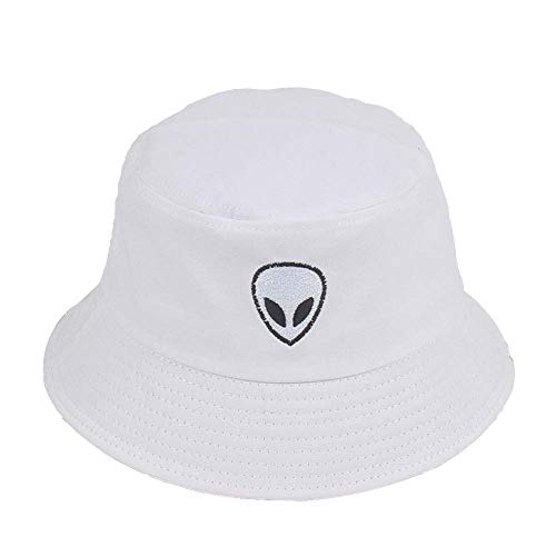 CAR-TOBBY Blanco y Negro Resistente Alien Cubo Gorro Unisex Tapas Cadera Salto Hombres Mujeres Verano Panamá Tapa Playa Sol Gorra de Pesca - con