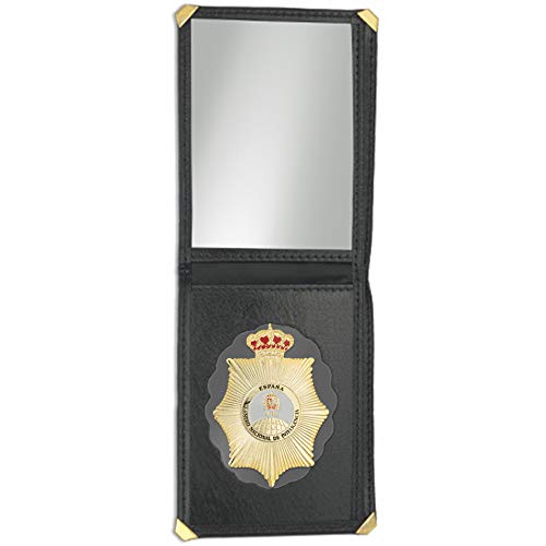 Cartera + Placa CNI - Centro Nacional de Inteligencia | Cartera de Polipiel identificativa con Chapa/Insignia para decoración, coleccionismo y atrezzo