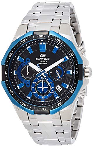 Casio EDIFICE Reloj en caja sólida, 10 BAR, Azul/Negro, para Hombre, con Correa de Acero inoxidable, EFR-554D-1A2VUEF