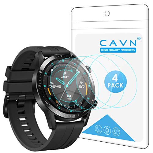 CAVN Protector de pantalla compatible con Huawei Watch GT2 46mm (no para GT 2 Pro), 4 unidades impermeable, a prueba de golpes,antiburbujas, protector de pantalla de cristal templado para GT 2 CAVN Protector de pantalla compatible con Huawei Watch GT2 46mm (no para GT 2 Pro), 4 unidades impermeable, a prueba de golpes,antiburbujas, protector de pantalla de cristal templado para GT 2