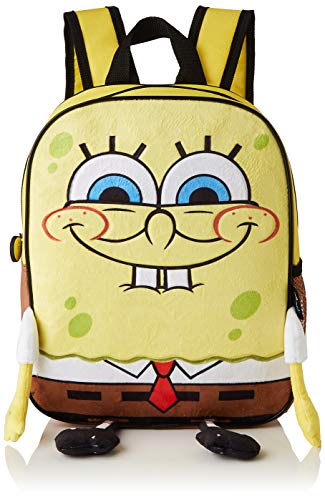 Cerdá, Mochila Infantil Bob Esponja con Aplicaciones de Color Amarillo-Licencia Oficial Nickelodeon Unisex niños, Multicolor, 260X310X100MM