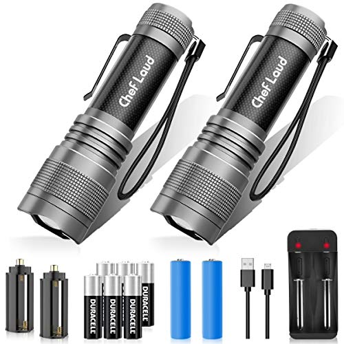 Cheflaud Linterna LED,linternas LED Potente Recargables con 2 x 18650 Pilas, Cargador,6 AAA Pilas T6 Llinterna portátil Impermeable 5 Modos para Viajes,campamentos,talleres,hogar,etc Cheflaud Linterna LED,linternas LED Potente Recargables con 2 x 18650 Pilas, Cargador,6 AAA Pilas T6 Llinterna portátil Impermeable 5 Modos para Viajes,campamentos,talleres,hogar,etc