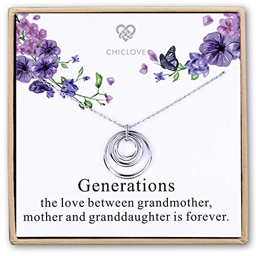 CHICLOVE Collar Generaciones - 3 Generaciones, Collar de 3 Círculos Collar de la Abuela Círculos entrelazados, Abuela, Regalo de la Abuela, Madre Abuela, día de la Madre Regalo CHICLOVE Collar Generaciones - 3 Generaciones, Collar de 3 Círculos Collar de la Abuela Círculos entrelazados, Abuela, Regalo de la Abuela, Madre Abuela, día de la Madre Regalo