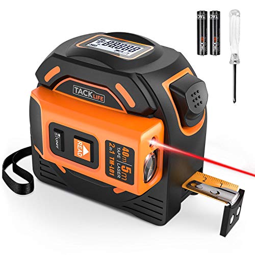 Cinta Métrica Láser 2 En 1, TACKLIFE Metro Láser 40m y Cinta Métrica 5m, 2 Apertura Láser, HD y LCD Pantalla, Calibración Ajustable, Autoblocante Gancho Activo, con Baterías y Destornillador -TM-L01 Cinta Métrica Láser 2 En 1, TACKLIFE Metro Láser 40m y Cinta Métrica 5m, 2 Apertura Láser, HD y LCD Pantalla, Calibración Ajustable, Autoblocante Gancho Activo, con Baterías y Destornillador -TM-L01