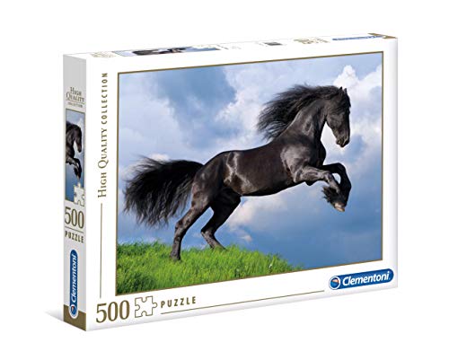 Clementoni- Puzzle 500 Piezas Caballo Negro (35071.1)