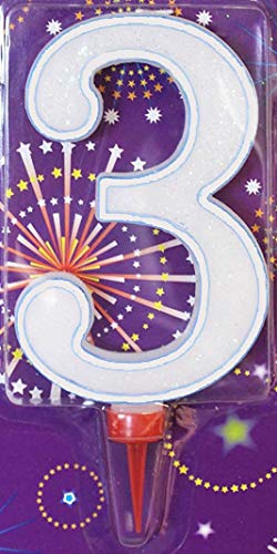 Clossy London Jumbo - Vela de cumpleaños (tamaño grande, 15,24 cm), color azul y rosa, Liso/Blanco, 3 Clossy London Jumbo - Vela de cumpleaños (tamaño grande, 15,24 cm), color azul y rosa, Liso/Blanco, 3