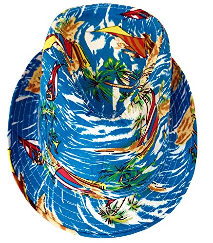 CLUB CUBANA Sombreros De Fedora Hawaiana para Hombres Mujeres Sombrero Unisex De Fieltro Estilo Panamá Sombreros para El Sol, La Playa, El Verano, Jazz, Luau, Vestuarios De Fiesta Azul