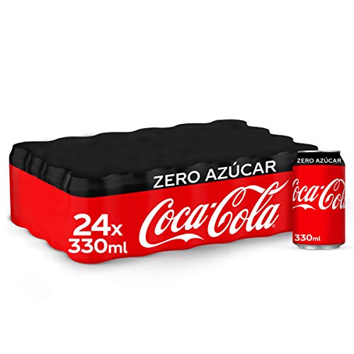 Coca-Cola Zero Azúcar - Refresco de cola sin azúcar, sin calorías - Pack 24 latas 330 ml