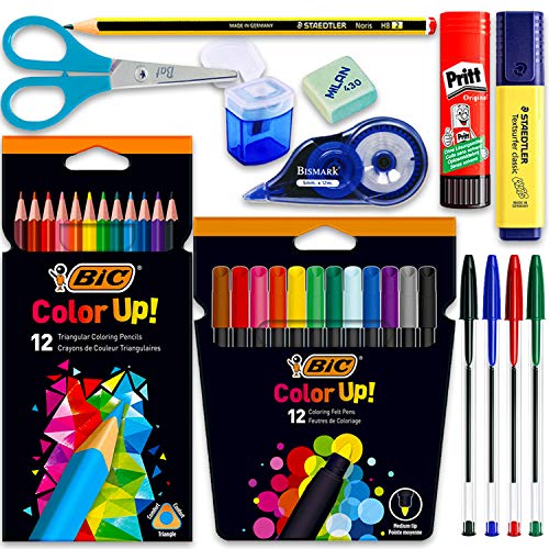 Coleset Pack Material Escolar Secundaria Instituto ESO Educacion Kit Utiles Escolares Set Escolar Lote Materiales Escolares Kawaii Lápices de Colores Rotuladores Boligrafos Bic Papeleria Coleset Pack Material Escolar Secundaria Instituto ESO Educacion Kit Utiles Escolares Set Escolar Lote Materiales Escolares Kawaii Lápices de Colores Rotuladores Boligrafos Bic Papeleria