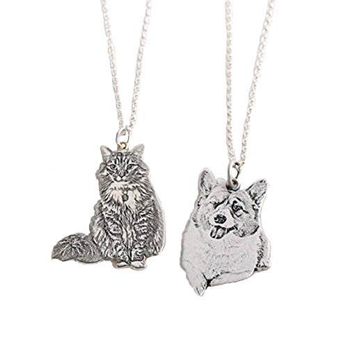 Collar de fotos personalizado chapado en plata con colgante grabado de imagen y texto para los amantes de las mascotas Collar de fotos personalizado chapado en plata con colgante grabado de imagen y texto para los amantes de las mascotas
