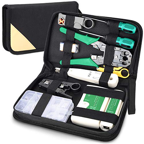 Comprobador de Cable de Red RJ45 Network Tool Kits Red Profesional Mantenimiento de la Computadora LAN Cable Tester 12 en 1 Herramientas de Reparación