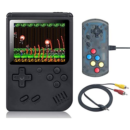 Consola de Juegos Portátil, 168 Juegos FC Clásicos, 3 in Pantalla LCD, 850 mAh Batería Recargable, Consola Mini Retro Soporte para Conectar TV y Dos Jugadores, Regalos de Niños y Adultos (Negro)