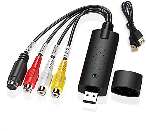 Convertidor VHS a Digital, tarjeta de captura de vídeo USB 2.0, adaptador de vídeo compatible con Windows 10/8/7, XP/VISTA/PC Audio Video Digitalizar, adaptador convertidor