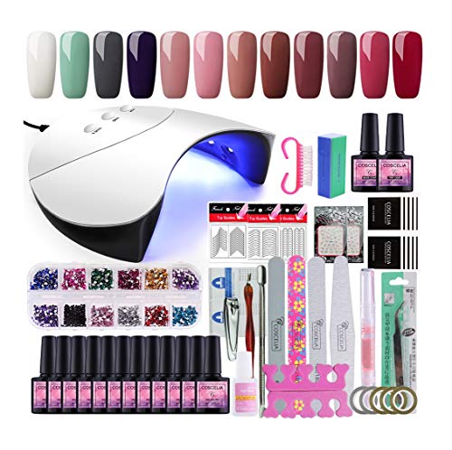 Coscelia Kit de Esmaltes de Uñas 12pcs Esmaltes Semipermanentes de Uñas en Gel Soak off 8ml 36W UV/LED Secador de Uñas Nail Dryer Capa Base Capa Superior Manicura Kit Coscelia Kit de Esmaltes de Uñas 12pcs Esmaltes Semipermanentes de Uñas en Gel Soak off 8ml 36W UV/LED Secador de Uñas Nail Dryer Capa Base Capa Superior Manicura Kit