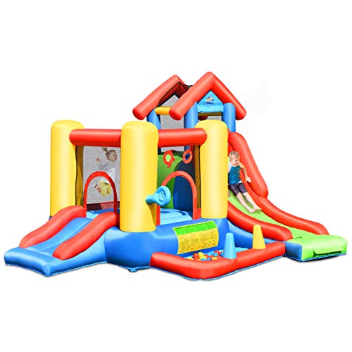 COSTWAY Castillo Hinchable con Tobogán Castillo Inflable de Jugego con 30 Bolas para Niños 356 x 289 x 233 cm Sin Soplador COSTWAY Castillo Hinchable con Tobogán Castillo Inflable de Jugego con 30 Bolas para Niños 356 x 289 x 233 cm Sin Soplador