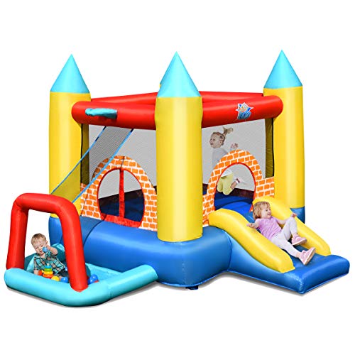 COSTWAY Castillo Hinchable con Tobogán y 30 Bolas para Infantil Centro de Juego de 300x280x210 cm Sin Soplador