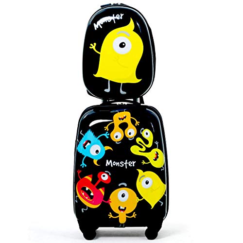 COSTWAY Equipaje Cabina Infantil Trolley Maleta de Viaje con 4 Ruedas Giratorias y Mochila para Niños (Negro) COSTWAY Equipaje Cabina Infantil Trolley Maleta de Viaje con 4 Ruedas Giratorias y Mochila para Niños (Negro)