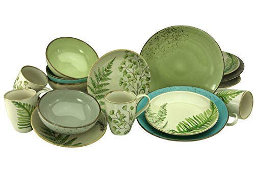 CreaTable, 22710, series Nature Collection BOTANICA, crockery set, combination service 16 pieces, Stoneware