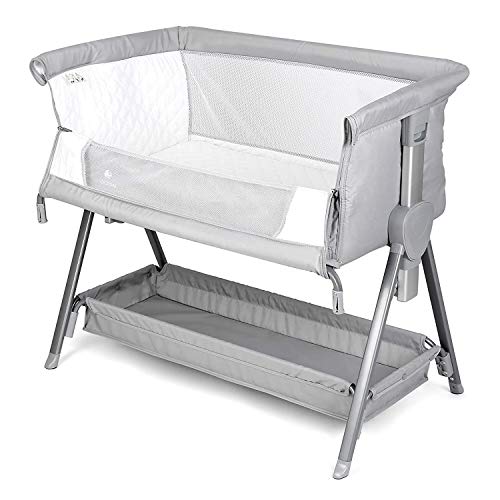 CRZDEAL Cuna Colecho Bebe, Cuna de Colecho para Recién Nacidos con una Gran Cesta de Almacenamiento, Altura Ajustable, Colchón Desmontable y Lavable, Malla Transpirable, Gris, Tejido Fijo de Cama CRZDEAL Cuna Colecho Bebe, Cuna de Colecho para Recién Nacidos con una Gran Cesta de Almacenamiento, Altura Ajustable, Colchón Desmontable y Lavable, Malla Transpirable, Gris, Tejido Fijo de Cama