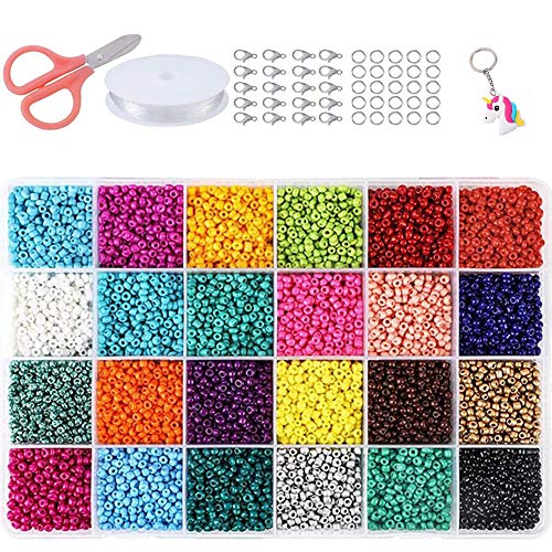 Cuentas de Colores 4mm Mini Cuentas y Abalorios Cristal para DIY Pulseras Collares Bisutería (24 Colores)