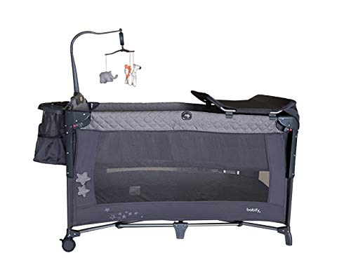 Cuna de Viaje Colecho Plegable Babify Sleep & Play. Doble Altura - Cambiador - Arco de Juegos - Portapañales. Color Soft Grey Cuna de Viaje Colecho Plegable Babify Sleep & Play. Doble Altura - Cambiador - Arco de Juegos - Portapañales. Color Soft Grey