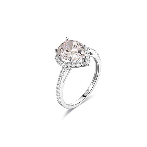 Daesar Anillos Mujer Oro Blanco 14 K Plata Gota de Agua Moissanita Blanca Talla 25 Daesar Anillos Mujer Oro Blanco 14 K Plata Gota de Agua Moissanita Blanca Talla 25