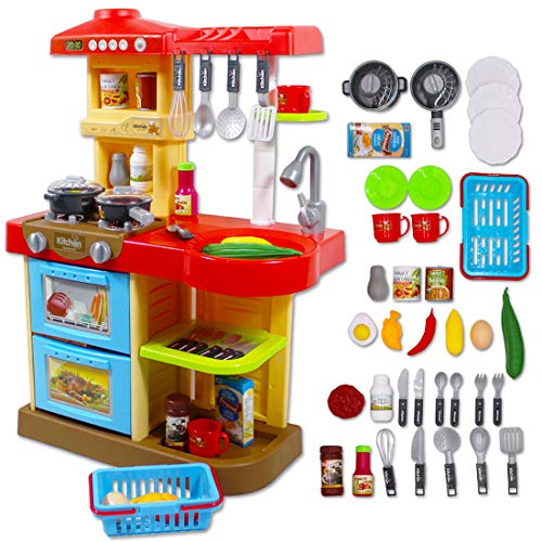 deAO Cocinita de Juguete Mi Little Chef con 30 Accesorios Incluidos, Color Rojo deAO Cocinita de Juguete Mi Little Chef con 30 Accesorios Incluidos, Color Rojo