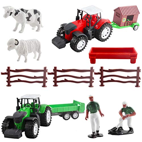 Tractor fricción con animales y accesorios en granja, juguete granjero para  niños, conjunto de juguetes de granja, dimensiones 1