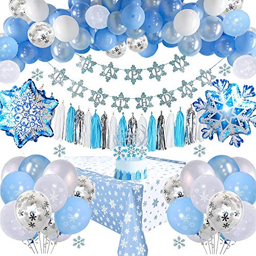 Decoraciones Cumpleaños Frozen con Pancarta Cumpleaños, Adornos Tartas, Borlas, Mantel, Globos Látex Azul & Blanco & Confeti para Niñas Mujeres, Cumpleaños, Baby Shower, Fiesta, Telón Fondo Decoraciones Cumpleaños Frozen con Pancarta Cumpleaños, Adornos Tartas, Borlas, Mantel, Globos Látex Azul & Blanco & Confeti para Niñas Mujeres, Cumpleaños, Baby Shower, Fiesta, Telón Fondo